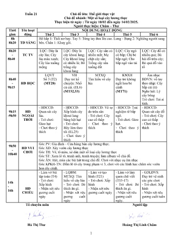 Giáo án Mầm non Lớp Nhà trẻ - Tuần 21 - Năm học 2024-2025