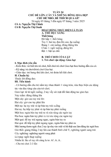 Giáo án Mầm non Lớp Nhà Trẻ - Tuần 24 - Năm học 2024-2025 - Nguyễn Thị Oanh - Nguyễn Thị Chinh