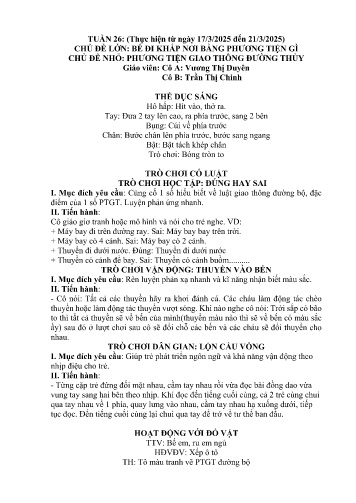 Giáo án Mầm non Lớp Nhà trẻ - Tuần 26 - Năm học 2024-2025 - Trần Thị Chinh - Vương Thị Duyên