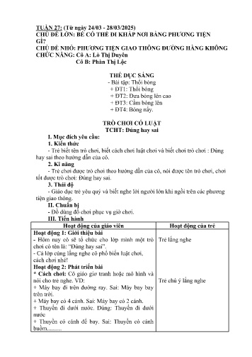 Giáo án Mầm non Lớp Nhà trẻ - Tuần 27 - Năm học 2024-2025 - Phàn Thị Lộc - Lò Thị Duyên