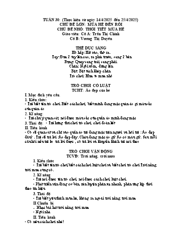 Giáo án Mầm non Lớp Nhà trẻ - Tuần 30 - Năm học 2024-2025 - Trần Thị Chinh - Vương Thị Duyên