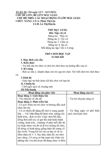 Giáo án Mầm non Lớp Nhà trẻ - Tuần 34 - Năm học 2024-2025 - Phàn Thị Lộc - Lò Thị Duyên