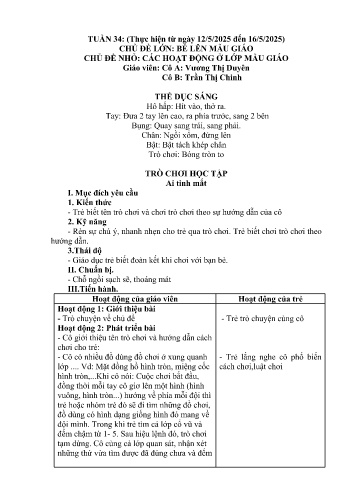 Giáo án Mầm non Lớp Nhà trẻ - Tuần 34 - Năm học 2024-2025 - Trần Thị Chinh - Vương Thị Duyên