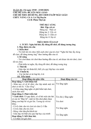 Giáo án Mầm non Lớp Nhà trẻ - Tuần 35 - Năm học 2024-2025 - Phàn Thị Lộc - Lò Thị Duyên