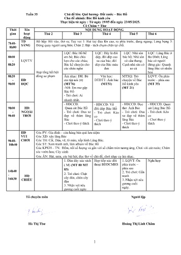 Giáo án Mầm non Lớp Nhà trẻ - Tuần 35 - Năm học 2024-2025