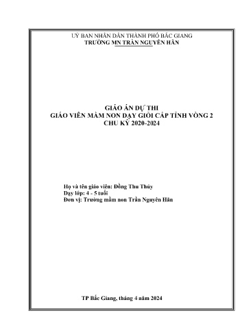 Giáo án Mầm non Lớp Chồi - Hoạt động: Khám phá khoa học - Đề tài: Khám phá sự kỳ diệu của nước (GV: Đồng Thu Thủy - Trường MN Trần Nguyên Hãn)