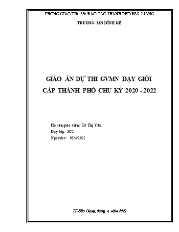 Giáo án Mầm non Lớp Chồi - Hoạt động: Khám phá khoa học - Đề tài: Khám phá con Voi, con Hổ (GV: Tô Thị Vân - Trường MN Dĩnh Kế)