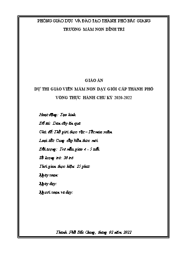 Giáo án Mầm non Lớp Chồi - Hoạt động: Tạo hình - Đề tài: Dán cây ăn quả