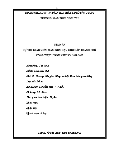 Giáo án Mầm non Lớp Chồi - Hoạt động: Tạo hình - Đề tài: Dán hình ô tô