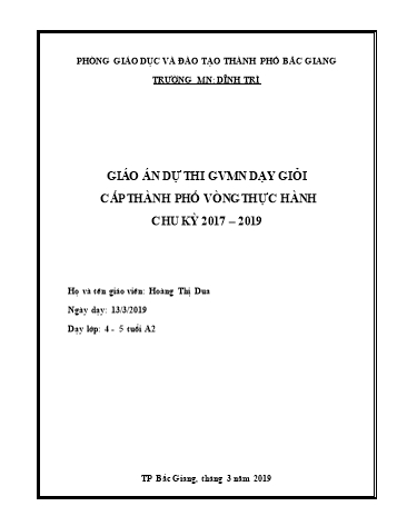 Giáo án Mầm non Lớp Chồi - Hoạt động: Tạo hình - Đề tài: Dán mặt trăng và các vì sao (GV: Hoàng Thị Dua - Trường MN Dĩnh Trì)