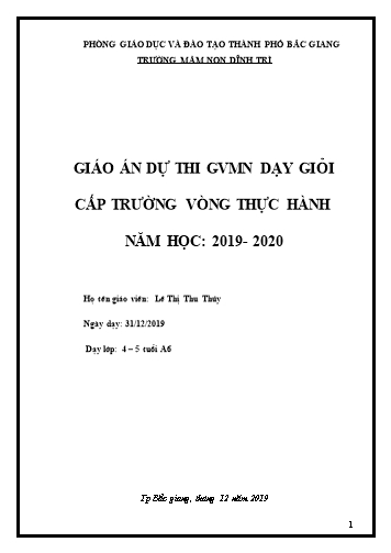 Giáo án Mầm non Lớp Chồi - Hoạt động Tạo hình - Đề tài: Vẽ con cá (GV: Lê Thị Thu Thủy - Trường MN Dĩnh Trì)