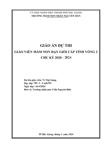 Giáo án Mầm non Lớp Chồi - Hoạt động: Tạo hình - Đề tài: Vẽ mưa (GV: Vi Thị Giang - Trường MN Trần Nguyên Hãn)