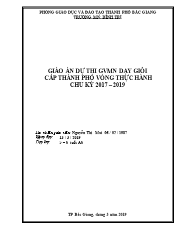 Giáo án Mầm non Lớp Lá - Hoạt động Khám phá xã hội - Đề tài: Khám phá ngày và đêm (GV: Nguyễn Thị Mai - Trường MN Dĩnh Trì)