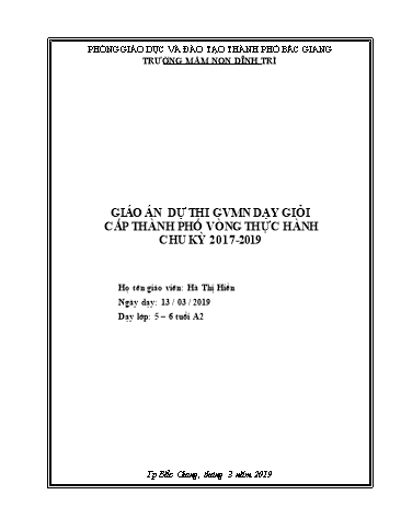 Giáo án Mầm non Lớp Lá - Hoạt động Làm quen với chữ viết - Đề tài: Làm quen với chữ cái g, y (GV: Hà Thị Hiền - Trường MN Dĩnh Trì)