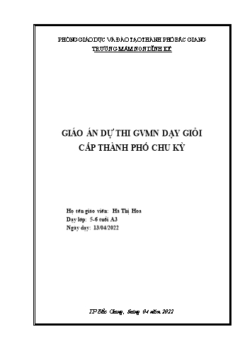 Giáo án Mầm non Lớp Lá - Hoạt động: Tạo hình - Đề tài: In đàn kiến bằng vân tay (GV: Hà Thị Hoa - Trường MN Dĩnh Kế)