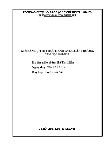 Giáo án Mầm non Lớp Lá - Hoạt động Vui chơi ngoài trời - Đề tài: Quan sát rau su hào bắp cải; TCVĐ: Mèo đuổi chuột; Chơi tự do (GV: Hà Thị Hiền - Trường MN Dĩnh Trì)