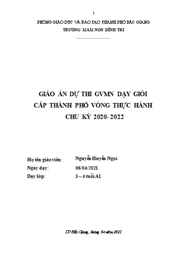 Giáo án Mầm non Lớp Mầm - Chủ đề: Phương tiện Giao thông - Lĩnh vực: Phát triển thể chất - Đề tài: Bật xa 25 cm