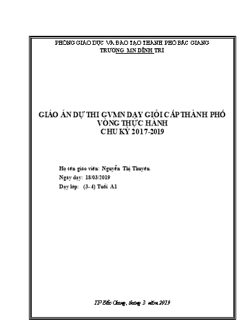 Giáo án Mầm non Lớp Mầm - Hoạt động: Làm quen văn học - Đề tài: Truyện Vì sao Thỏ cụt đuôi (GV: Nguyễn Thị Thuyên - Trường MN Dĩnh Trì)