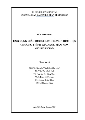 Mô đun Ứng dụng giáo dục STEAM trong thực hiện chương trình giáo dục mầm non