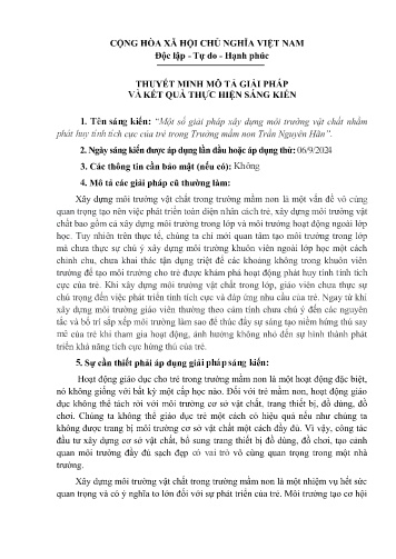 SKKN Một số giải pháp xây dựng môi trường vật chất nhằm phát huy tính tích cực của trẻ trong Trường mầm non Trần Nguyên Hãn (GV: Nguyễn Thị Hồng)